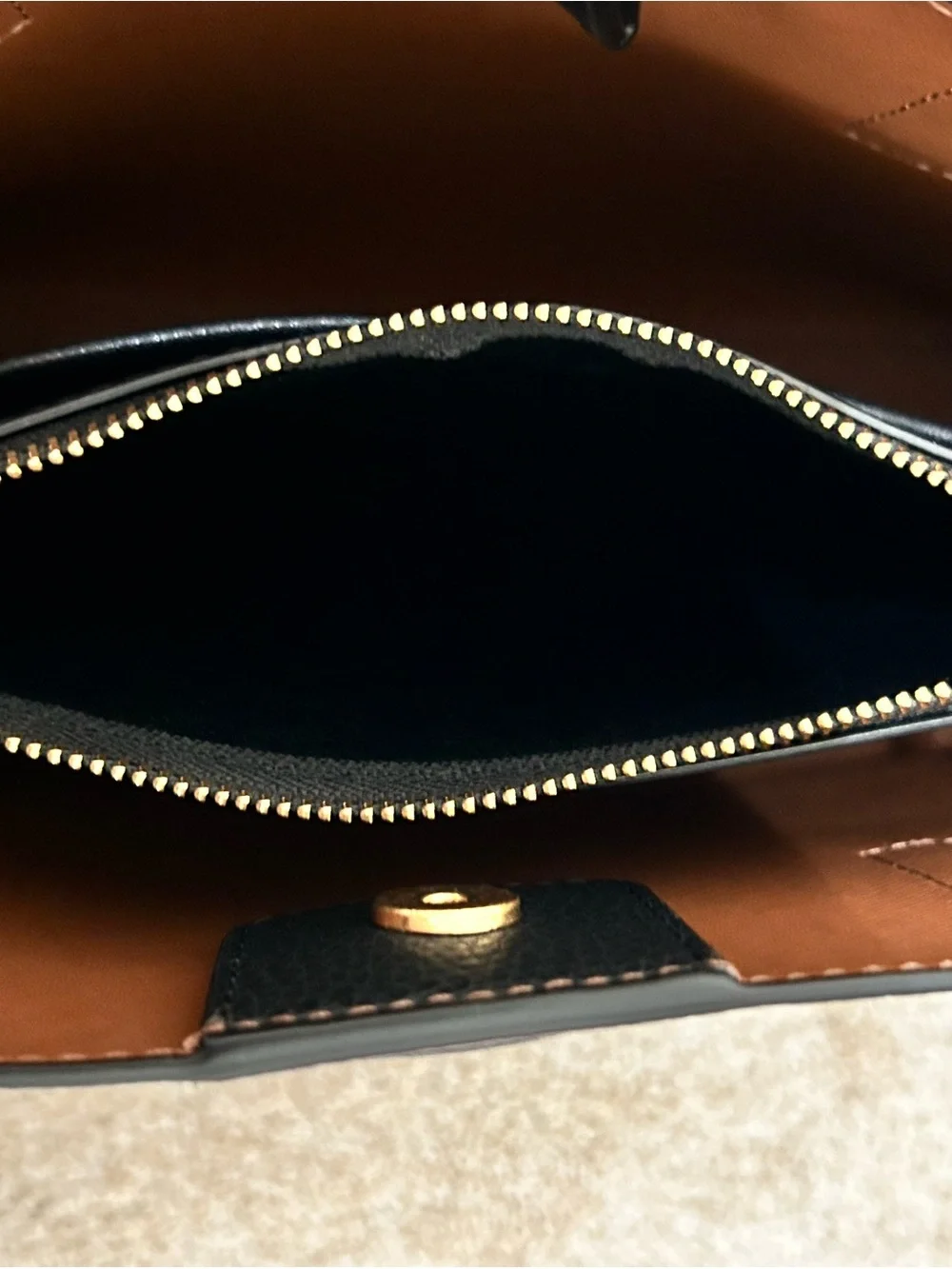 Tory Burch Small Robinson Black Satchel with burgundy luggage tag DISCONTINUED